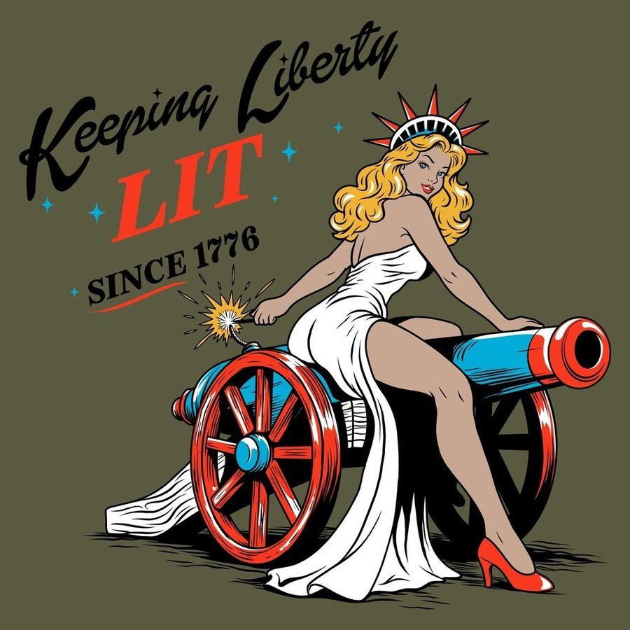 Women's Keeping Liberty Lit V-Neck - Military Green