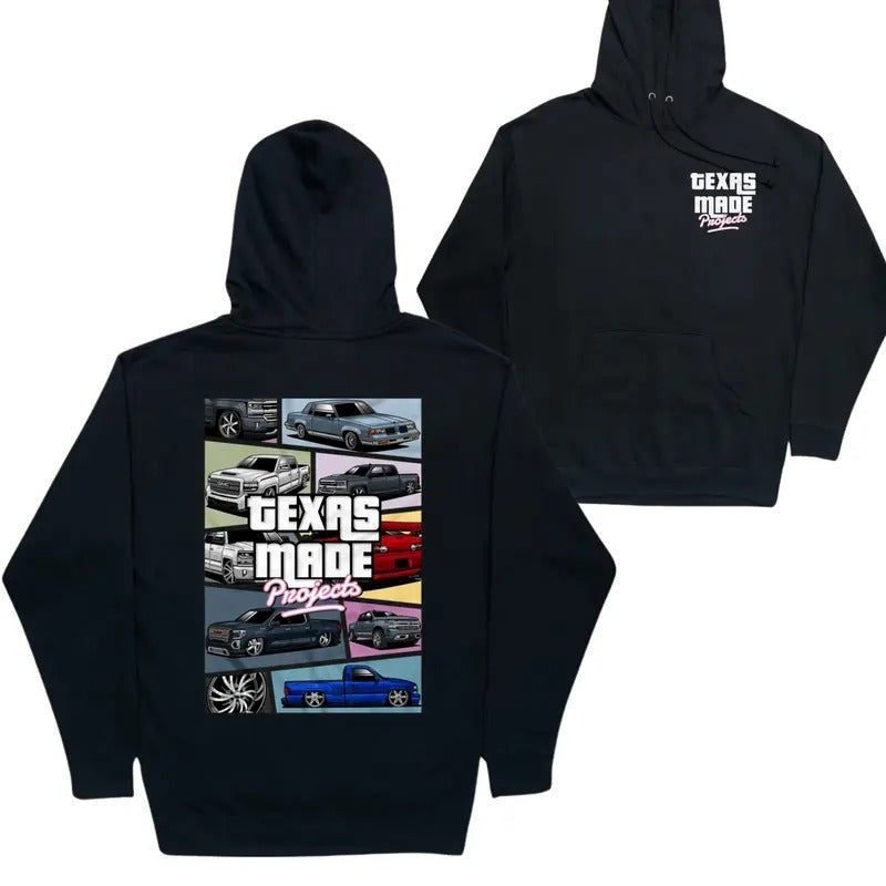 GTA Texas Made Projects Hoodie, GTA Hoodie, Gaming Shirt, Car Merch Graphic Design Shirt For Men, Menswear Tops Casual...