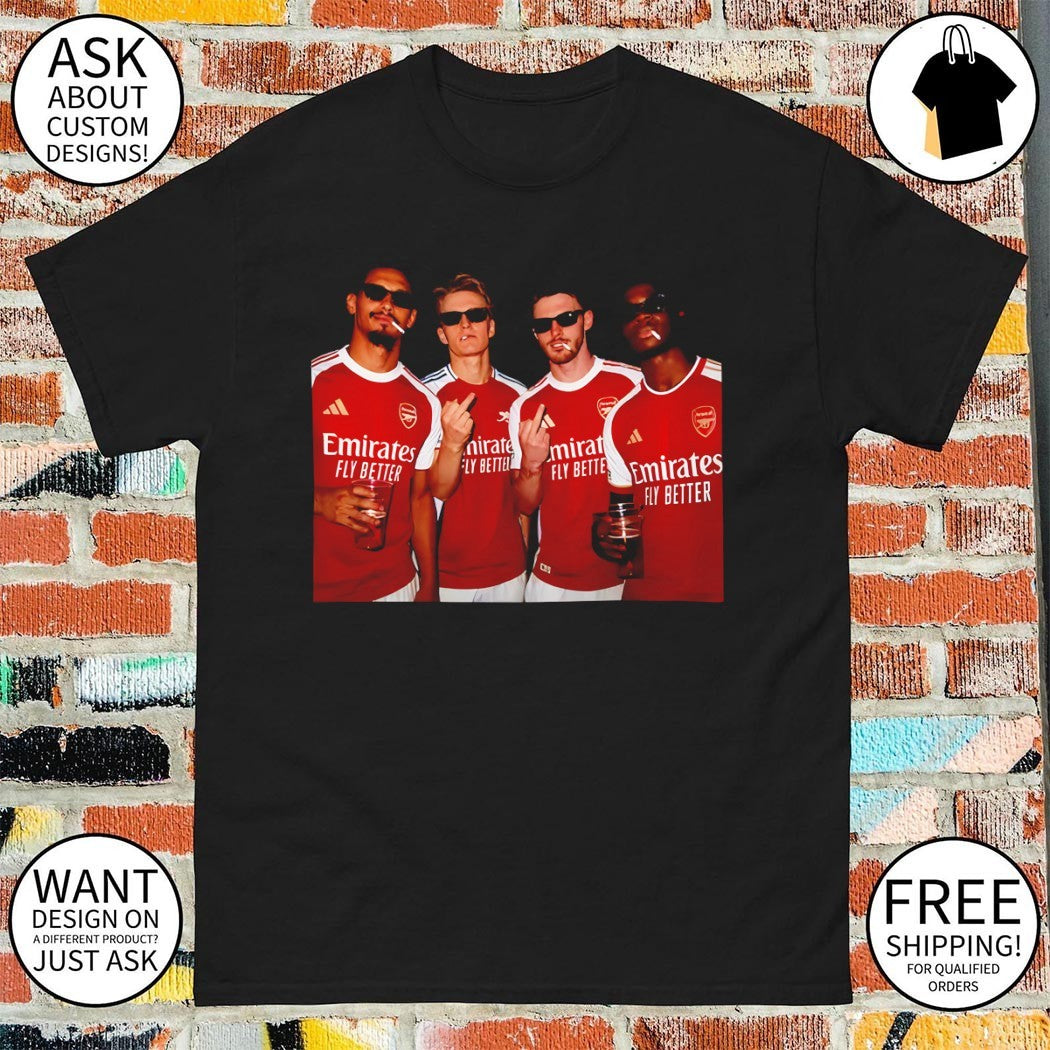 Gabriel Martinelli Bukayo Saka Martin Odegaard The Arsenal FC middle finger Football Club 2026 shirt