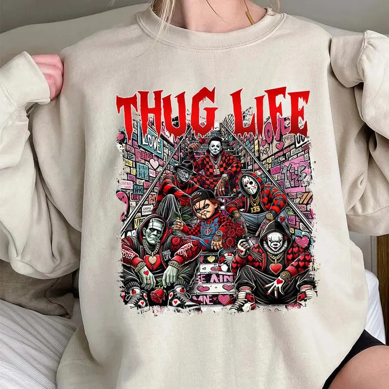 Galentine's Gang THUGLIFE Shirt, Valentinesday Movies Shirt, VLT Graphic Tee Hoodie Sweatshirt | PrintMintTees.com