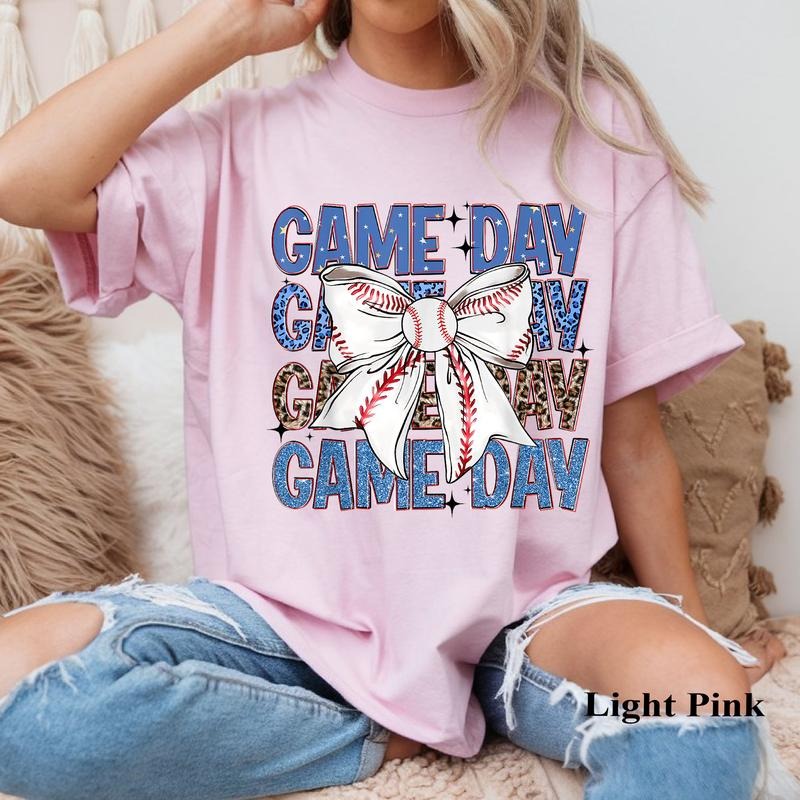 Game Day Baseball Bow Coquette Baseball Lovers T-Shirt, Retro Baseball Shirt, Baseball Boy Shirt, Baseball Lover Gift,...