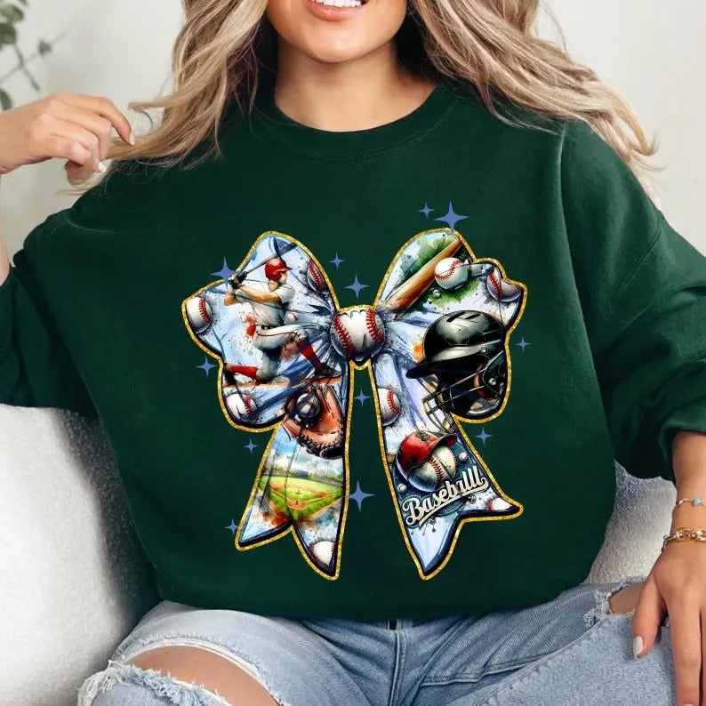 Game Day Baseball Coquette Bow , Baseball Mama , Baseball Mom , Brushstroke Baseball Sweatshirt Shirt Hoodie