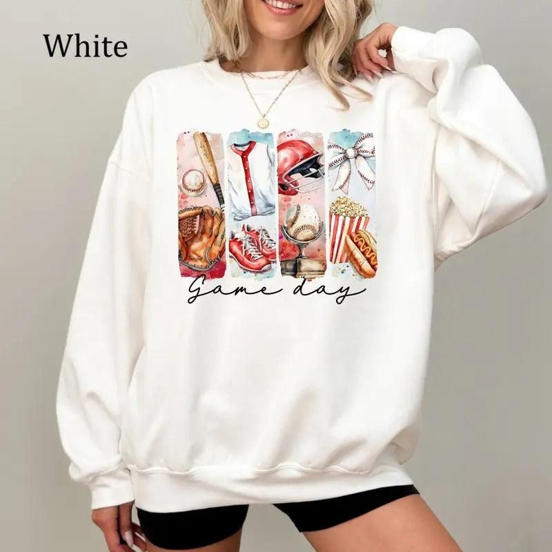 Game Day Baseball Coquette Shirt, Vintage Sports Graphic Tee, Cute Softball Mom Crewneck, Trendy Game Day Outfit, Cozy...