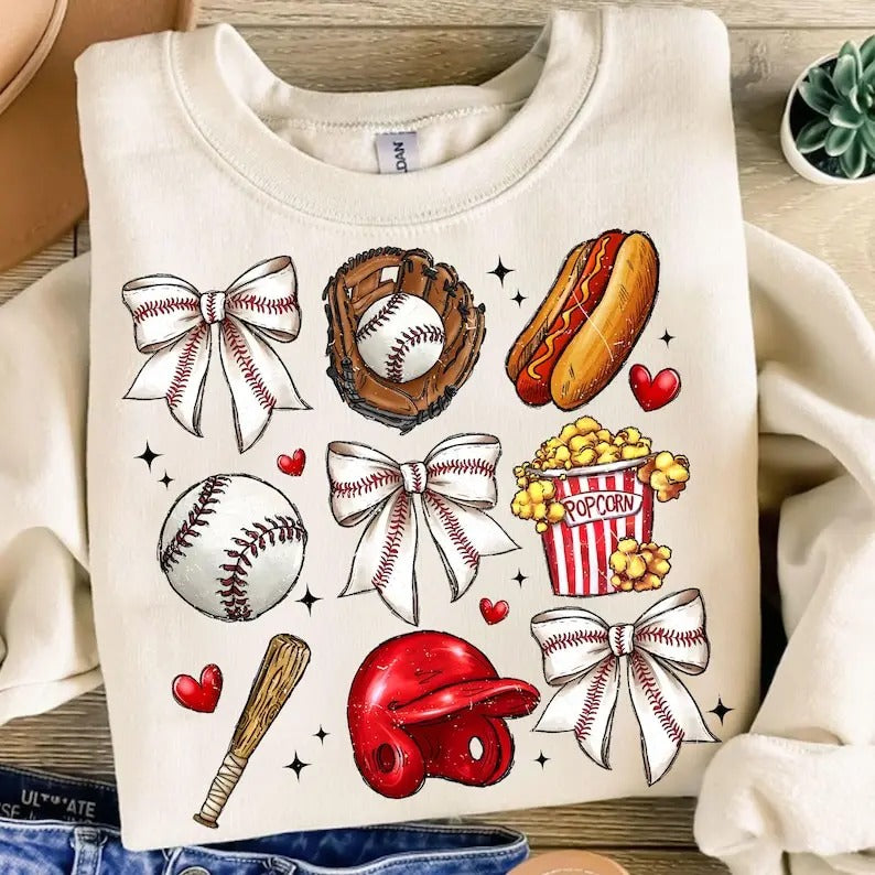 Game Day Baseball Coquette , Baseball Mama , Vintage Baseball , Cute Sports , Game Day ,Baseball Shirt , Sweatshirt Hoodie