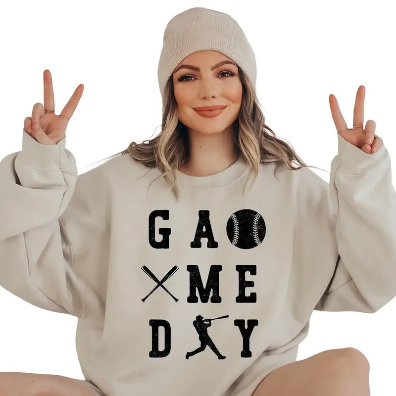 Game Day Baseball Sweatshirt, Baseball Game Day Shirt, Baseball Season Sweater, Funny Baseball Tee Shirt, Baseball Gift,...