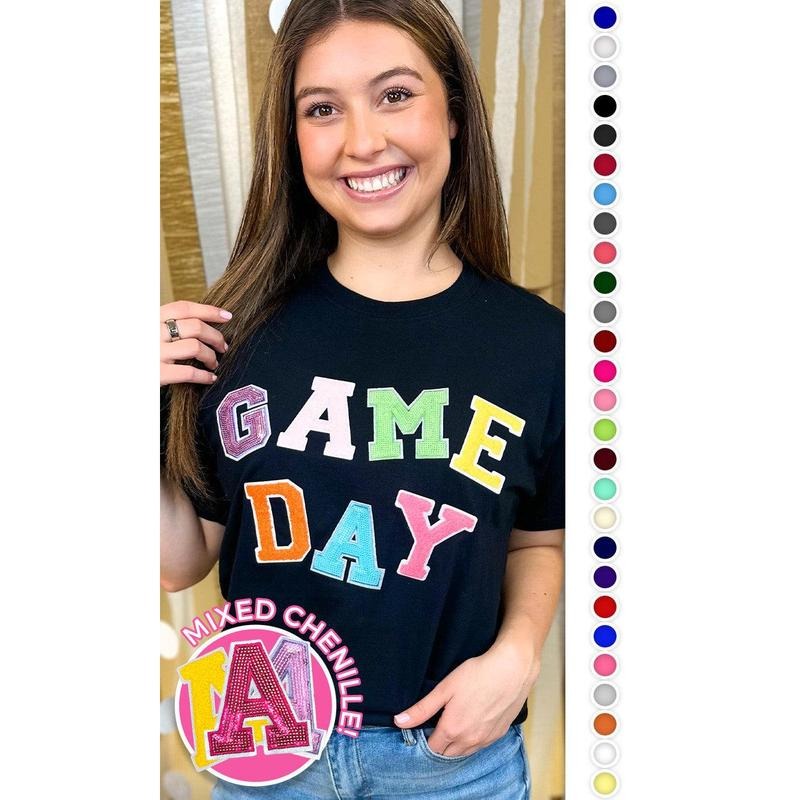 Game Day Sequin Funky Mix Graphic T-Shirt Hoodie Sweatshirt | PrintMintTees.com