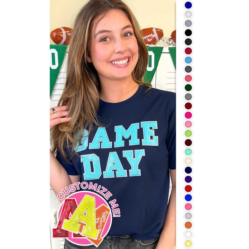 Game Day Sequin Graphic T-Shirt Hoodie Sweatshirt | PrintMintTees.com