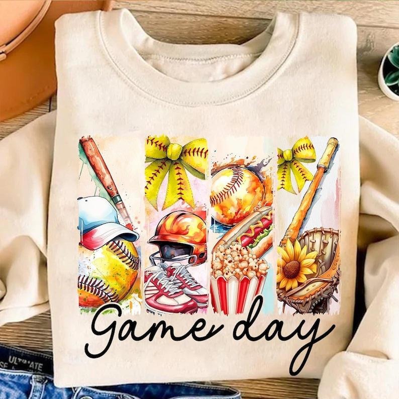 Game Day Softball Coquette Bow Mama , Softball Mom  Sweatshirt Classic Shirt Hoodie | PrintMintTees.com