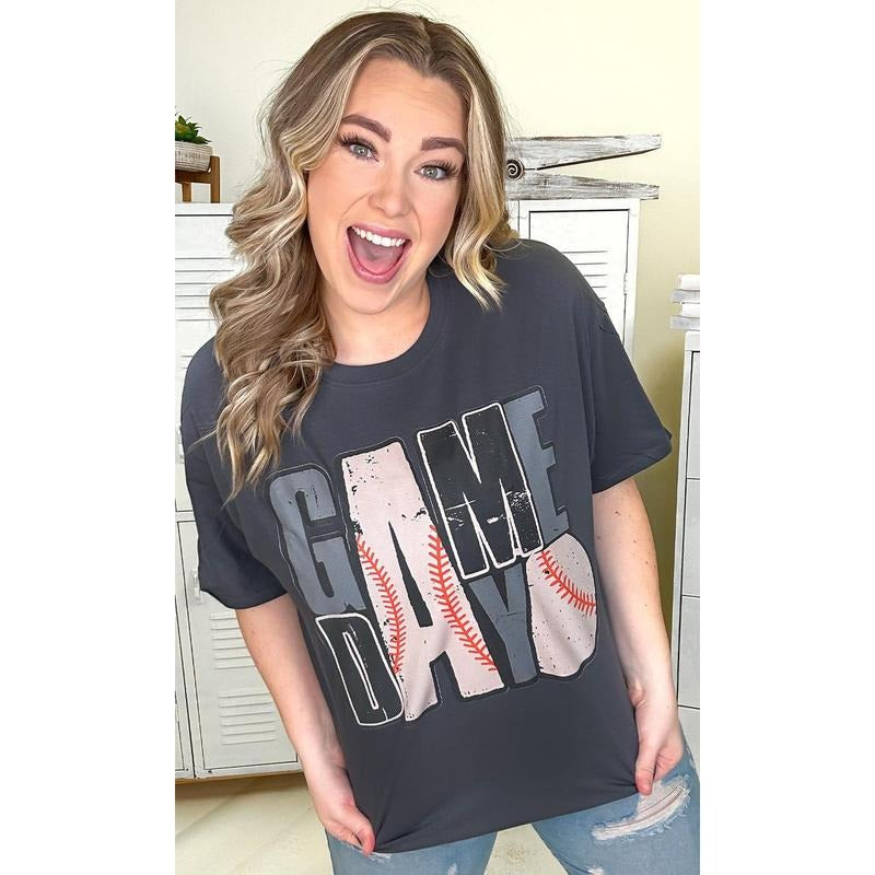 Game Day Stacked Baseball Graphic T-Shirt Hoodie Sweatshirt | PrintMintTees.com