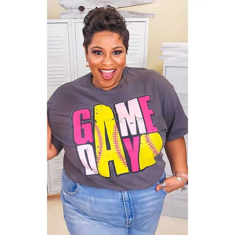 Game Day Stacked Softball Graphic T-Shirt Hoodie Sweatshirt | PrintMintTees.com