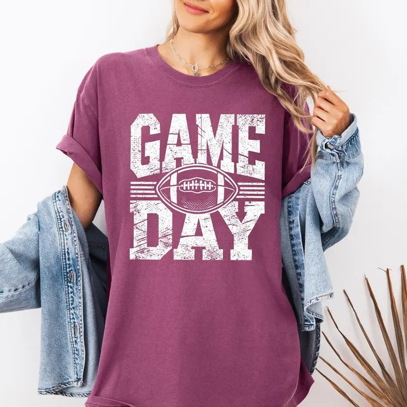 Game Day, Varsity, Football, Sports, Big Game, Touchdown, Tailgate Party Tshirt, Women's Comfort Colors Tshirt, Graphic...