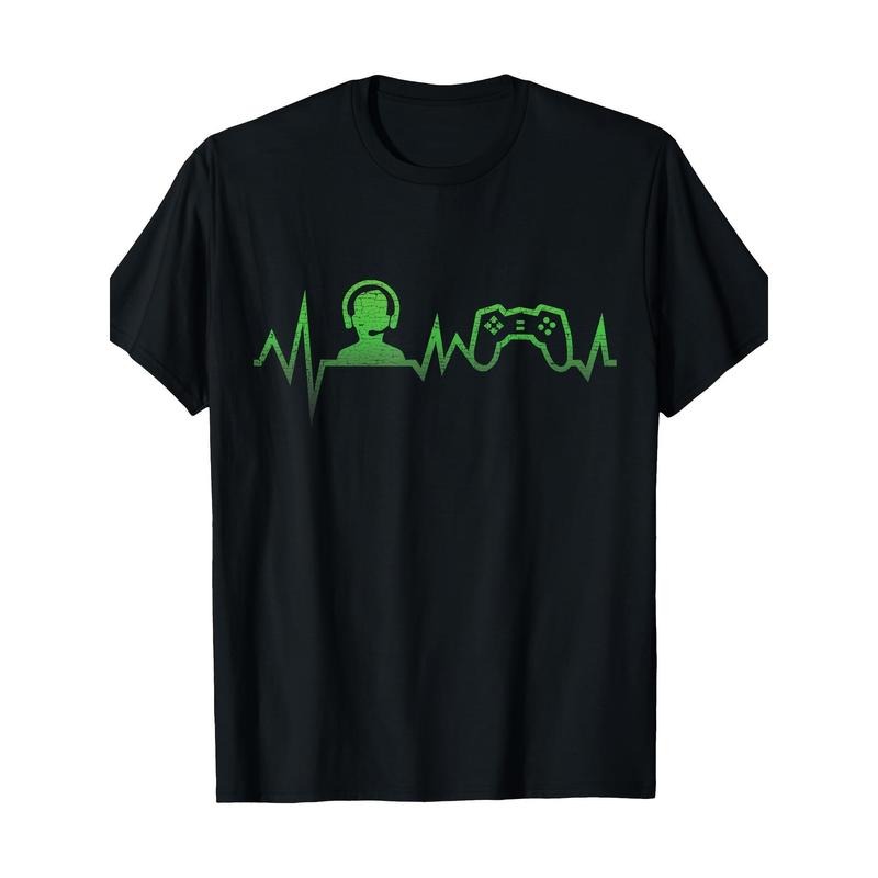Game Graphics Video game controller Player heartbeat 100% cotton T-shirt Made in USA Hoodie Sweatshirt | PrintMintTees.com