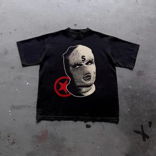 Gang Hood Money Vintage Graphics Cotton T-Shirt, grunge y2k emo scene tapout goth amity affliction style clothes, Unisex...