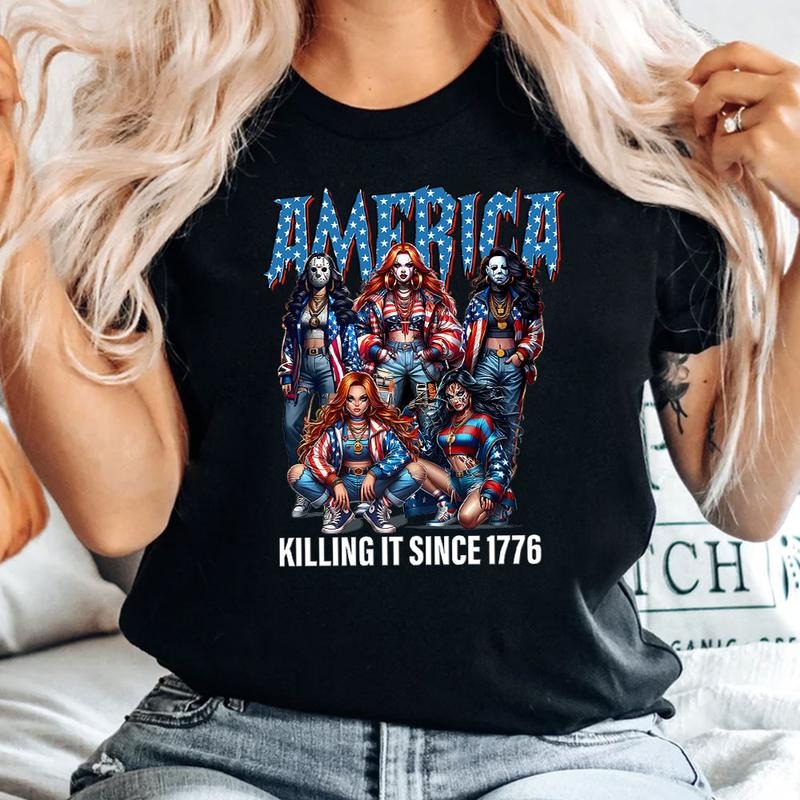 Gangster Killer America Shirt, America Killin It Since 1776 Shirt, Horror 4th Of July , Fourth Of July Tee, Killer...