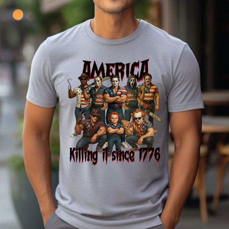 Gangster Killer America Shirts, America Killin It Since 1776 Shirt, Horror 4th Of July , Fourth Of July Tee, Killer...
