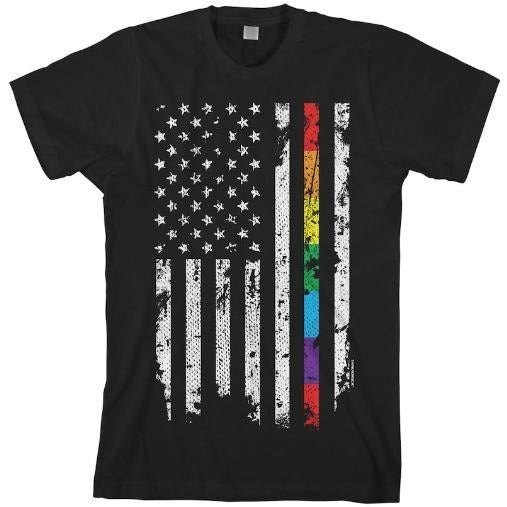 Gay Pride Rainbow American Flag Men's T-shirt made in usa Hoodie Sweatshirt | PrintMintTees.com