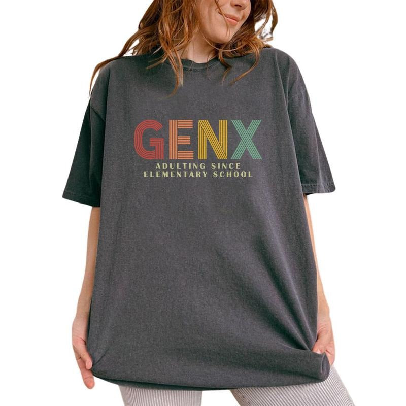 Gen X Adulting Since Elementary School Retro Shirt, Generation X Vintage Tee, Gen X Vintage Graphic Tee, 80s Babies...