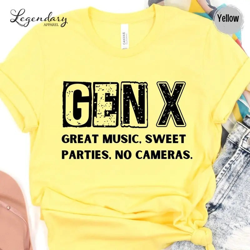 Gen X Shirt Nostalgic 80's Great Music Sweet Parties No Cameras Tee Shirt Generation X Funny Hose Water Tshirt Hoodie...