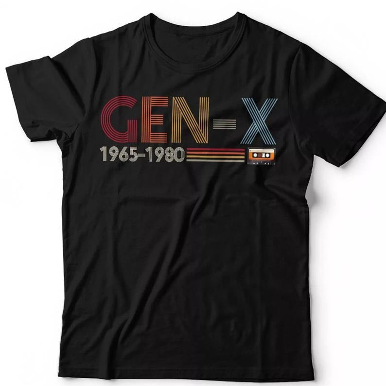 Gen X Tshirt Unisex Generation X 40th Birthday 1980s Retro Vintage Gift Present, menswear crewneck, vintage graphic tee,...