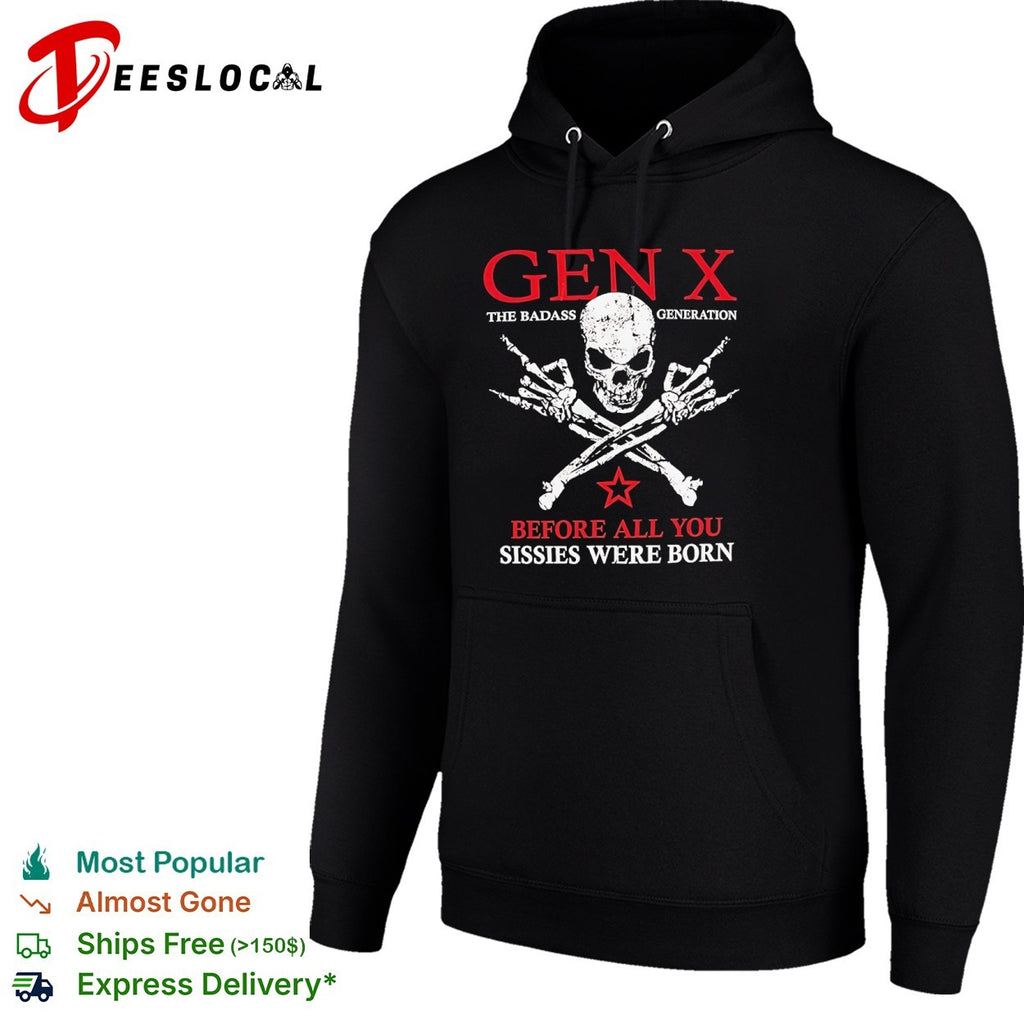 Gen X the badass generation skeleton hand skull shirt