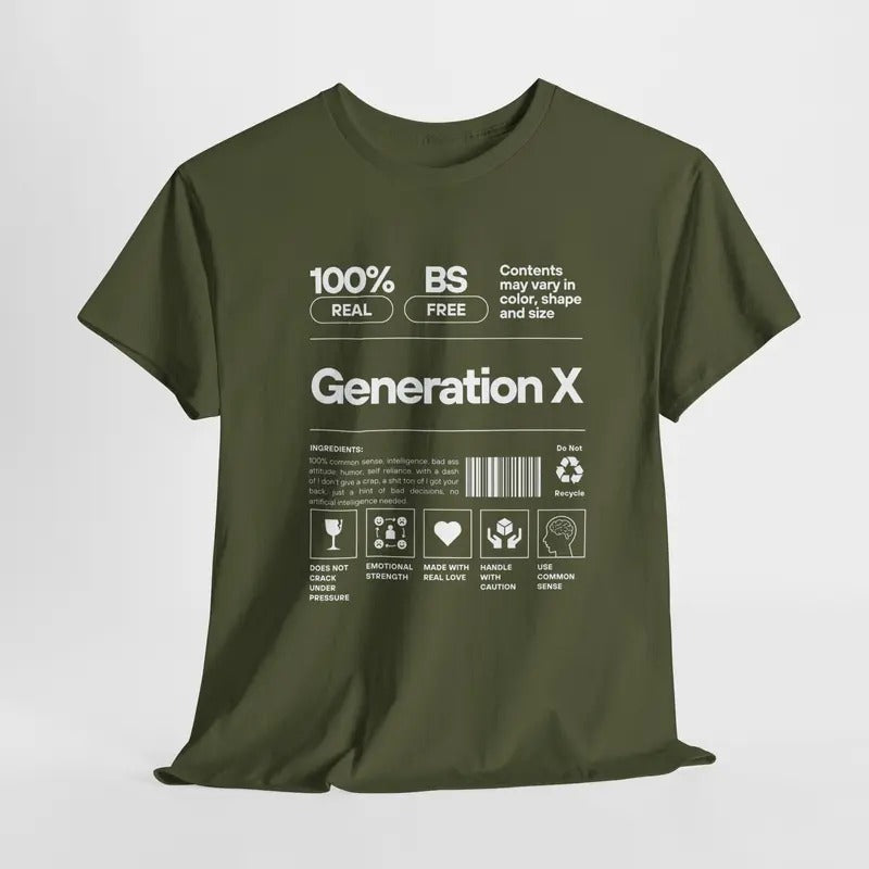 Generation X 100% Cotton Tee Shirt Gift For Genx Man Woman Tshirt 1960 's 1970 's 1980 Birth Year Generationx Era Gift...