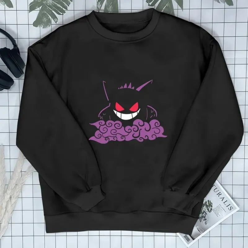 Gengar Ghost Halloween Vintage Fan Him Her Top Menswear Underwear Underwear Human Long Sleeve Shirt Hoodie Sweatshirt