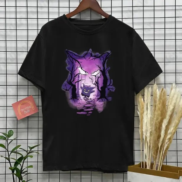 Gengar T-Shirt, Halloween Shirt Japanese Cartoon Art Shirt Shirt Gifts For Men Women Hoodie Sweatshirt | PrintMintTees.com