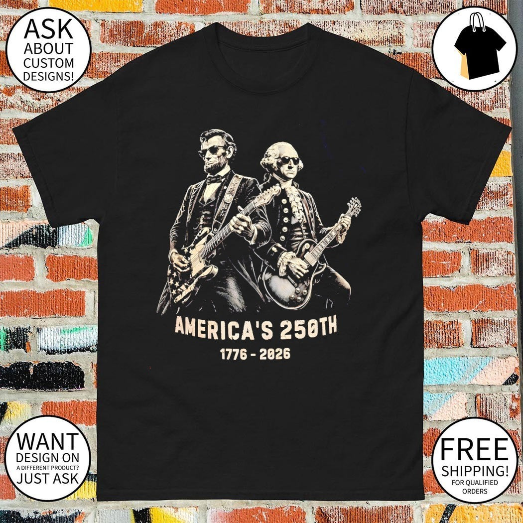 George Washington Lincoln Playing Guitar Funny 4th of July 1776-2026 shirt
