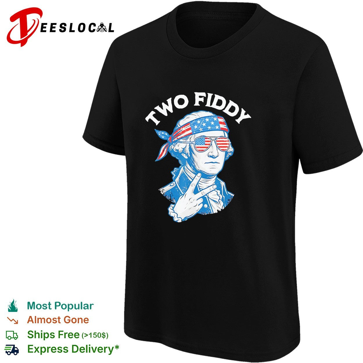 George Washington smoking Two Fiddy black background shirt