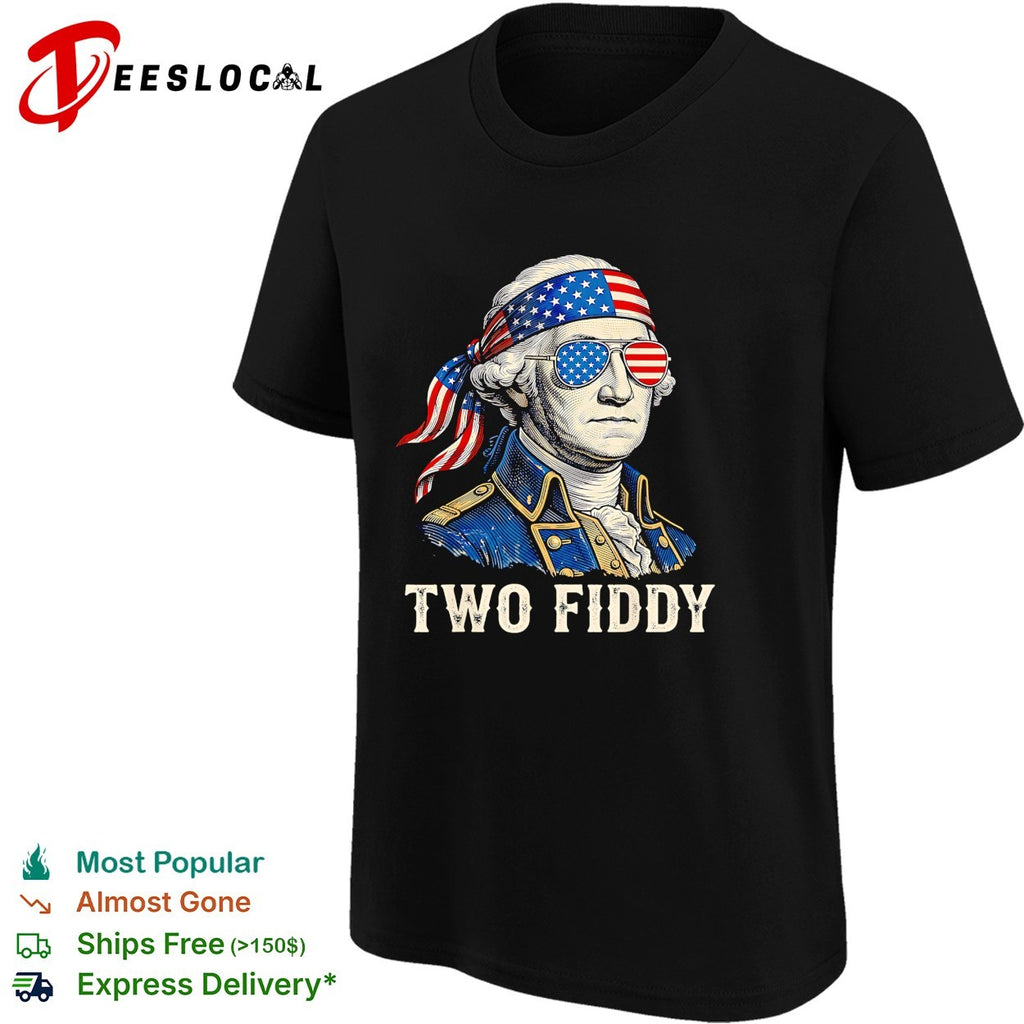 George Washington wearing flag bandana Two Fiddy shirt