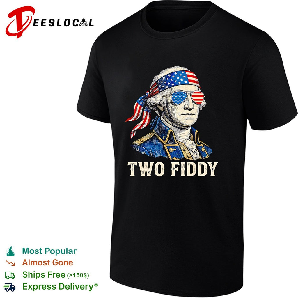 George Washington wearing flag bandana Two Fiddy shirt