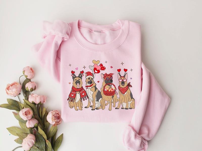 German Shepherd Valentines Day Sweatshirt, Dog Lover Gift, Valentines Day Shirt, Dog Mom Gift, Dog Mom Valentine Tee,...