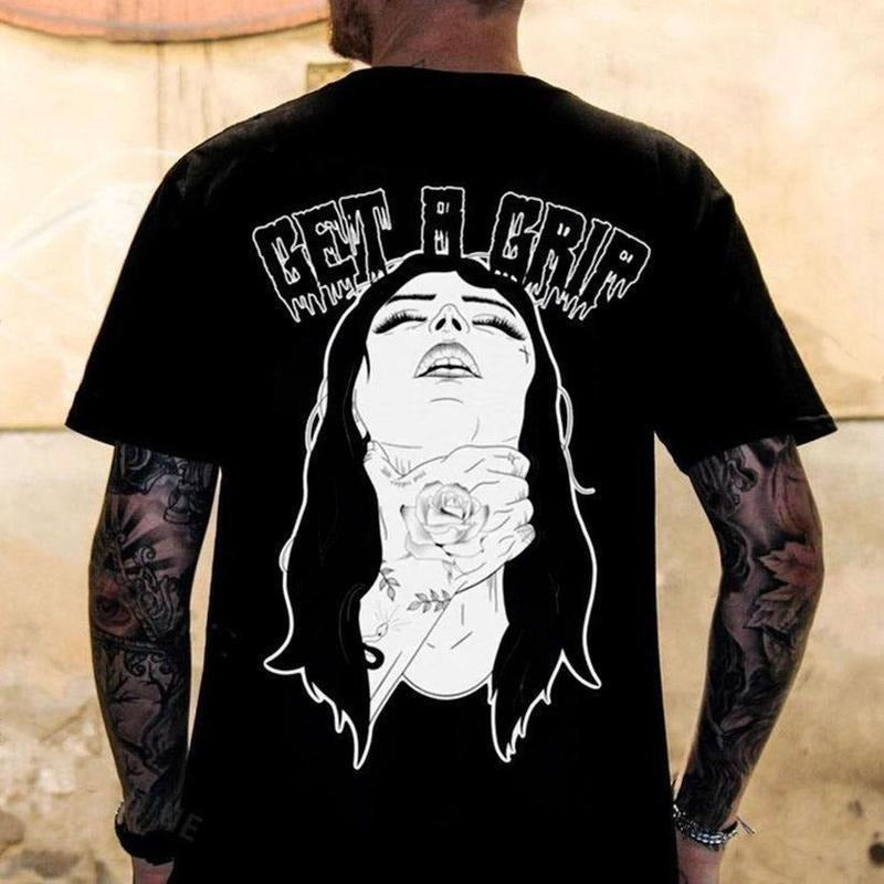 Get A Grip Girl Tshirt Streetwear Style Retro Vintage Y2k Men Graphic Tees Casual Unisex Crewneck Top Hoodie Sweatshirt