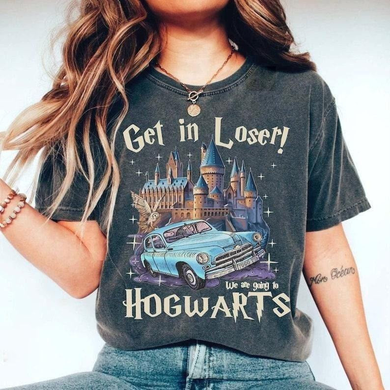 Get Loser We'Re Going Wizard School Shirt Wizard Flying Car Shirt Universal Studios Shirt Wizard Shirts Wizard Flying Car Cotton T-Shirts, Hoodie, Sweatshirt