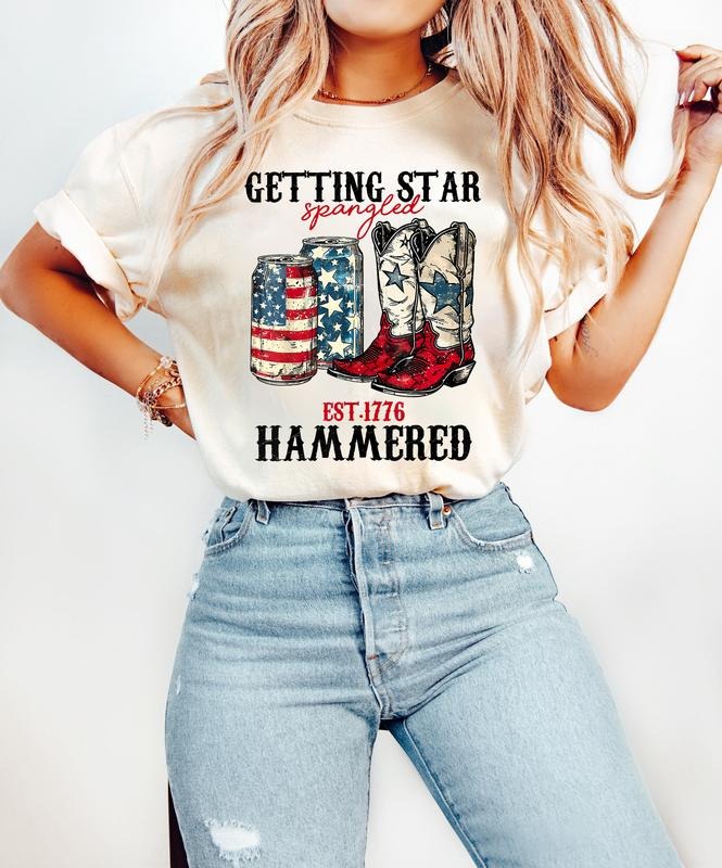 Getting Star Spangled Hammered Shirt, Retro American Flag Shirt, 4th Of July Shirt, Merica Shirt, Party In The USA,...