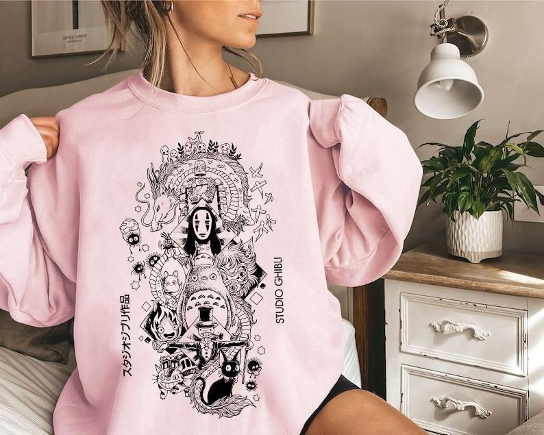 Ghibli Studio Sweatshirt T-Shirt, Ghibli Studio World Shirt, Howls Moving Castle Shirt, Spirited Away, Ghibli Studio...