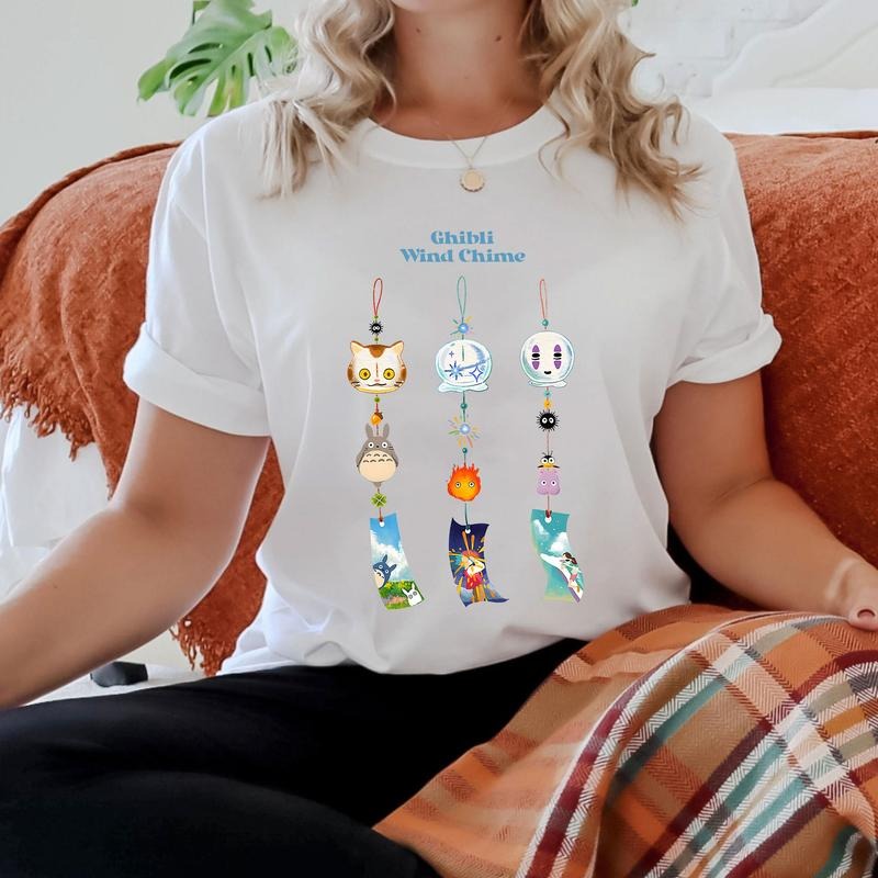 Ghibli Wind Chime Anime Lover Tshirt Crewneck Hoodie Comfort Cotton Sweatshirt | PrintMintTees.com