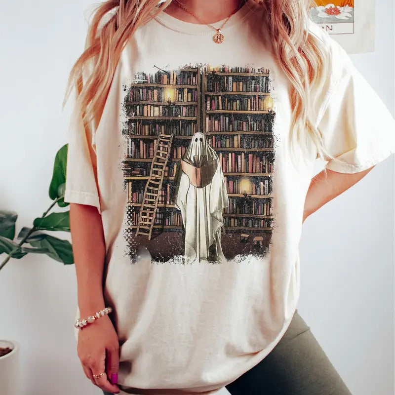 Ghost Book Lover Halloween Shirt, Vintage Halloween Ghost Sweatshirt, Retro Halloween Tee, Book Nerd, Bookish, Bookworm...