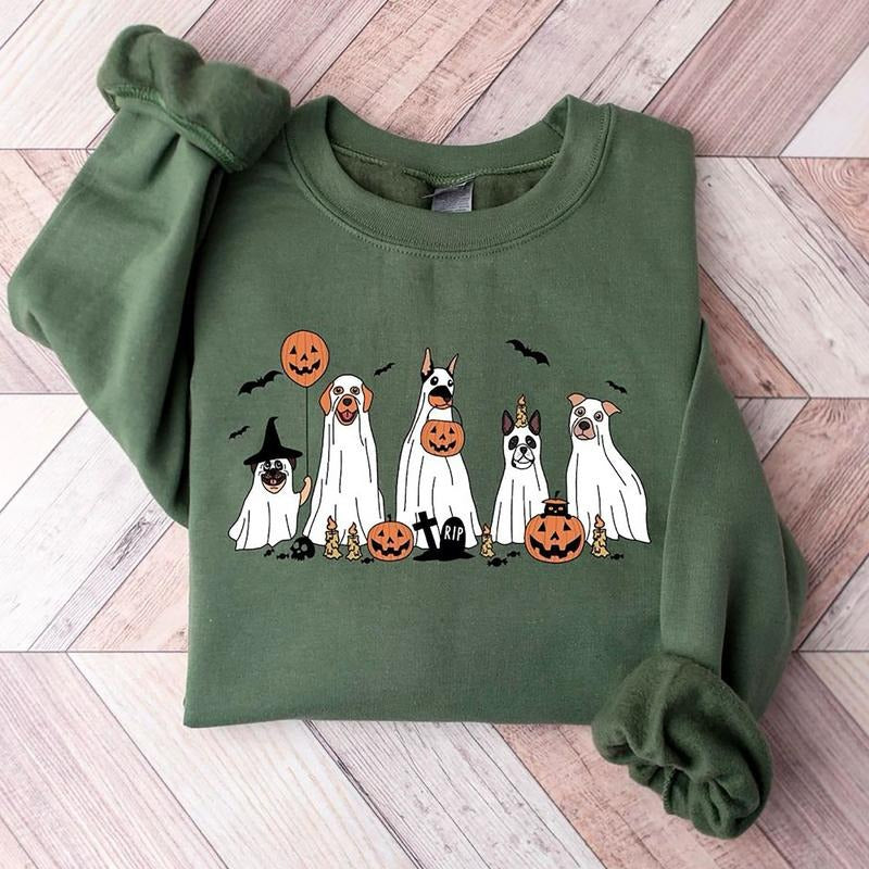Ghost Dogs Dog Halloween Funny Halloween Dog Lover Halloween Shirt Dog Ghost Spooky Dog Retro Halloween Shirt T-Shirts, Hoodie, Sweatshirt