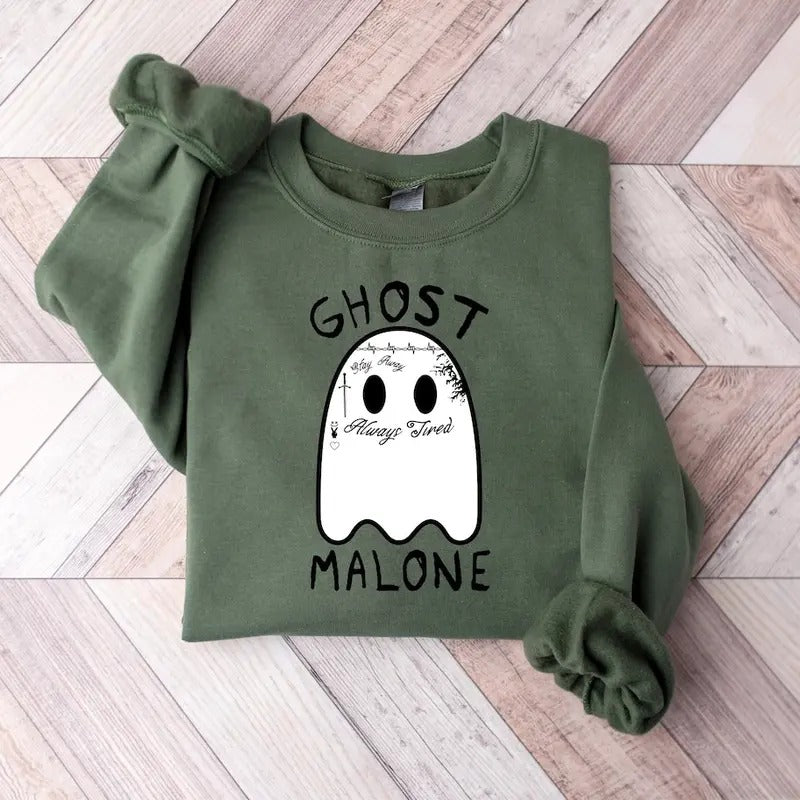 Ghost Malone Sweatshirt, Halloween Sweatshirt, Cute Ghost Sweat, Funny Halloween Crewneck, Stay Spooky Shirt Hoodie