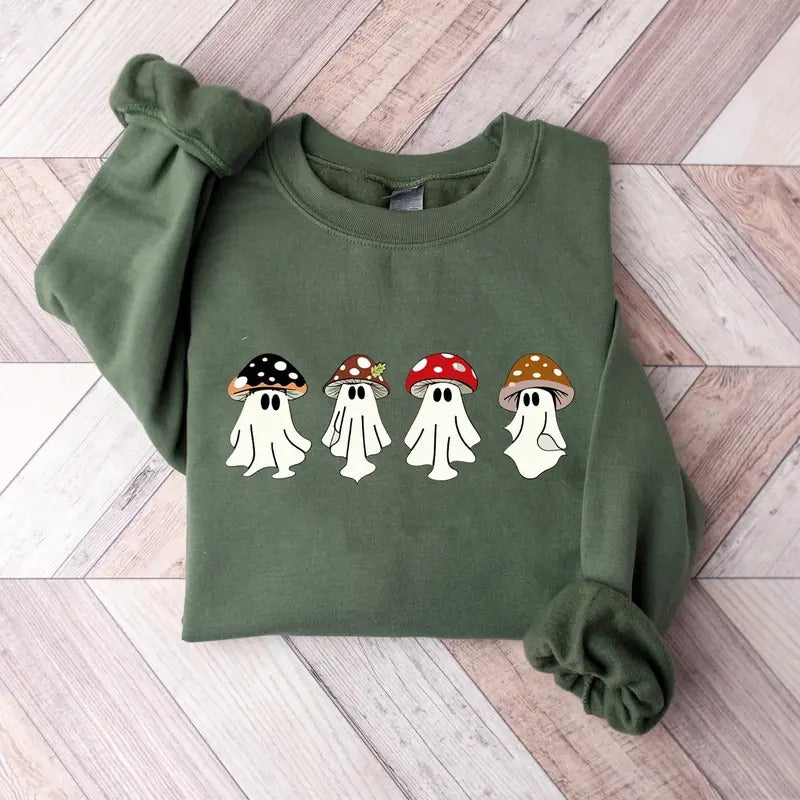 Ghost Mushroom Sweatshirt, Ghost Halloween Sweatshirt, Ghost Shirt, Magic Mushroom Sweatshirt, Spooky Season Shirt,...