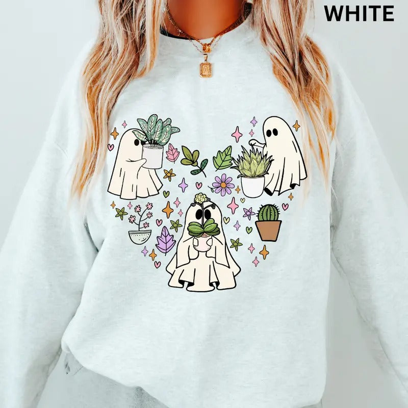 Ghost Plant Heart Halloween Sweatshirt