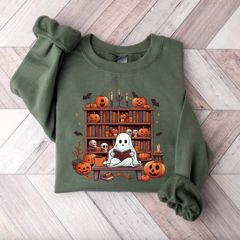 Ghost Reading Books Sweatshirt - Tshirt