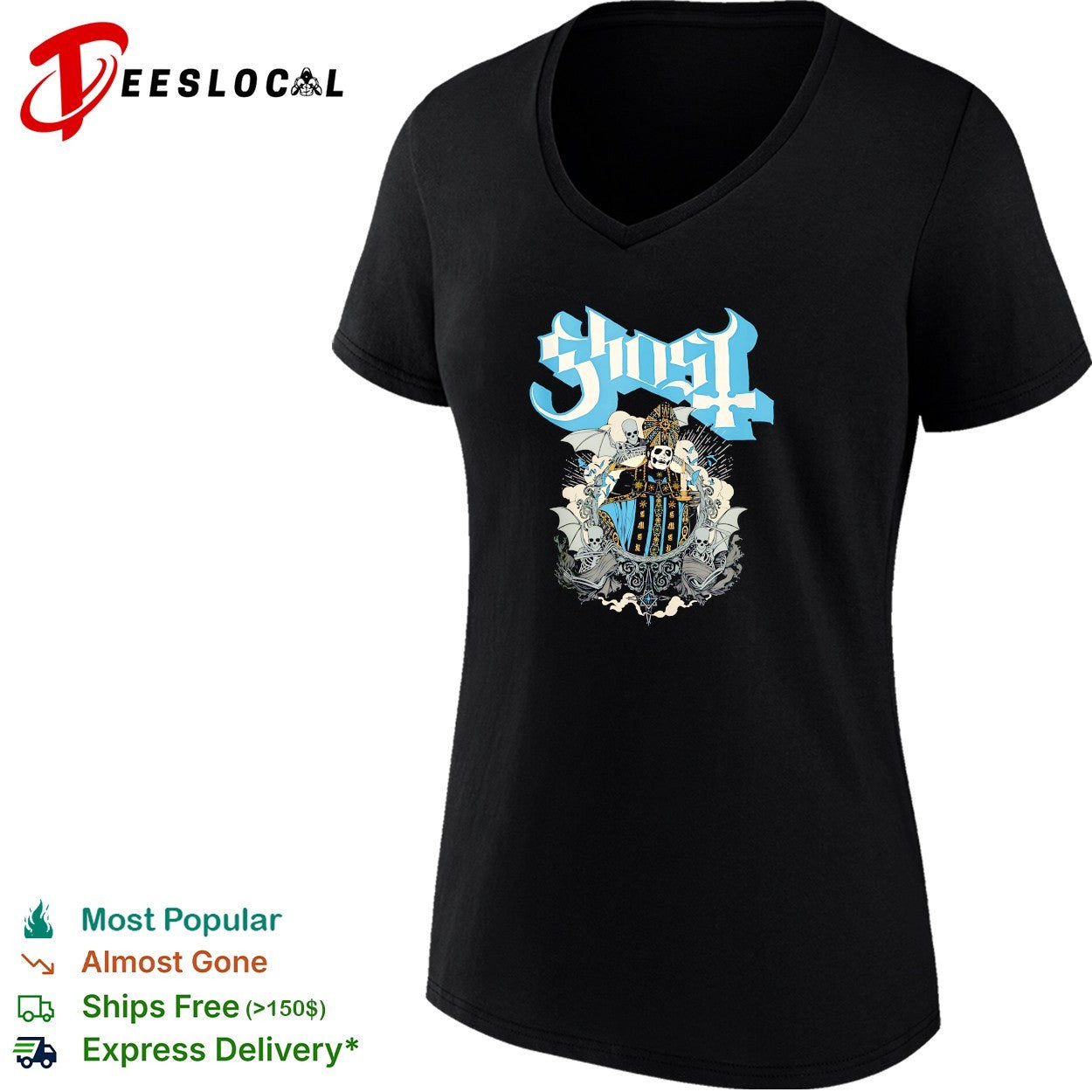Ghost band skeleton pope crest shirt