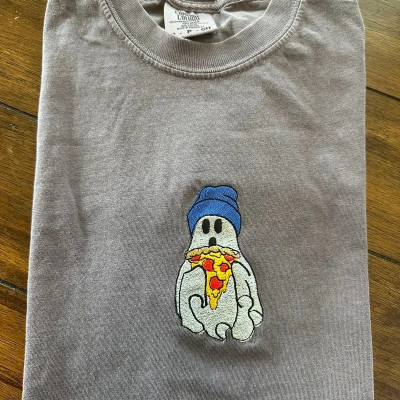 Ghost pizza Embroidered Tee shirt Hoodie Sweatshirt | PrintMintTees.com