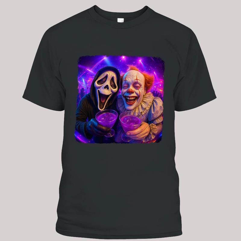 GhostFace & Pennywise Party Shirt, Horror Characters Shirt, Trending Shirt Hoodie Sweatshirt | PrintMintTees.com
