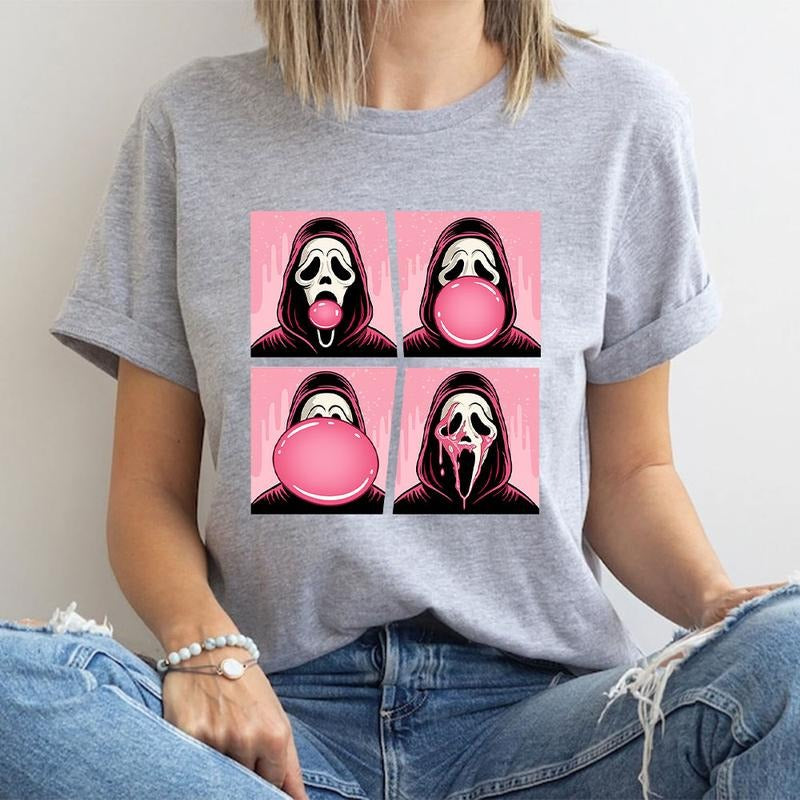Ghostface Bubble Gum Shirt, Halloween Png, Horror Characters Shirt, Trending Shirt Hoodie Sweatshirt | PrintMintTees.com