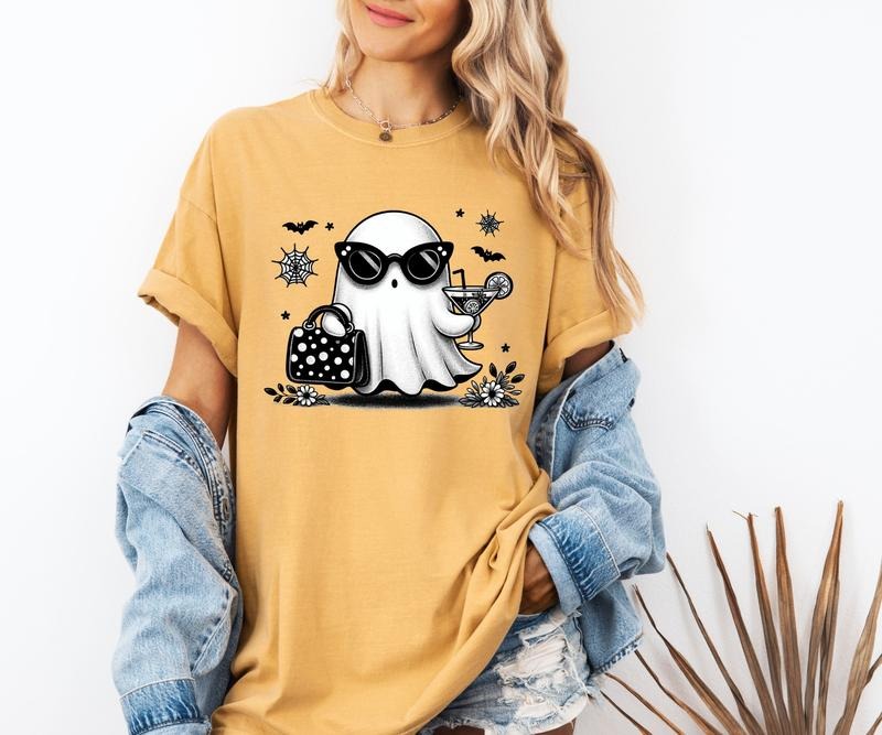 Ghostly Ghost with drink custom colors tee shirt Casual Hoodie, Sweatshirt | PrintMintTees.com