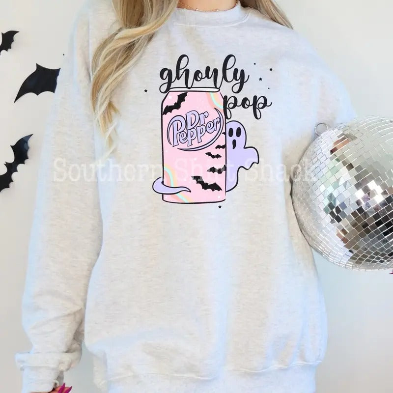 Ghouly Pop Dr. Pepper groovy Halloween sweatshirt Shirt Hoodie | PrintMintTees.com