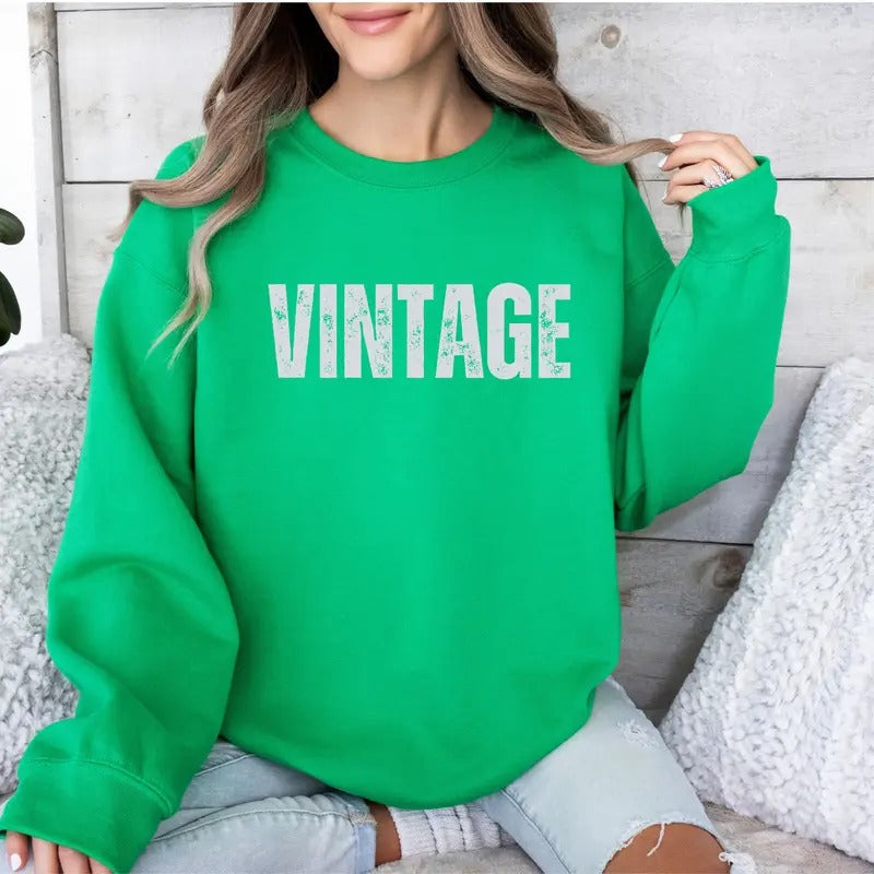 Gildan Distressed Print VINTAGE Comfortable Fit Loose Casual Tops Green T-Shirts, Hoodie, Sweatshirt